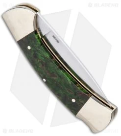 Boker 3000 150th Anniversary Lockback Knife Green Curly Birch (3.4" Satin) -Boker Shop Boker 3000 150th Anniversary LB Green Curly Birch Satin 116100 BHQ 94438 jr side
