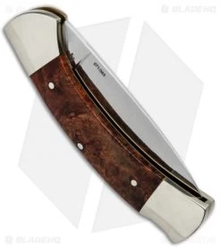 Boker 3000 1674 Lockback Knife Amboina Root Wood (3.375" Satin) 112400 -Boker Shop Boker 3000 1674 LB Amboina root Wood 112400 BHQ 71010 jr side