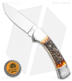 Boker Stag Hunter Lockback Pocket Knife (3.4" Polished) 114000 -Boker Shop Boker 3000 Stag II Lock Back Pocket Knife 3.375 Polished 114000 BHQ 40114 LS Bottlecap