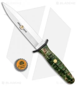 Boker Applegate 150th Anniversary Fixed Blade Knife Curly Birch (6" Satin) -Boker Shop Boker Applegate 150th Anniversary Dagger Fixed Curly Birch Satin 126643 BHQ 94446 jr bottlecap
