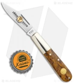 Boker Barlow 150th Anniversary Series Pocket Knife 3.25" Curly Birch Wood 115941 -Boker Shop Boker Barlow 150 Anniversary Edition Curly Birch Wood 115941 BHQ 117273 jr bottlecap
