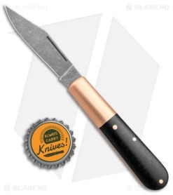 Boker Barlow Integral Slip Joint Knife Black Burlap Micarta/Cu (2.5" Acid SW) -Boker Shop Boker Barlow Integral SJ Black Burlap Micarta Copper Acid SW BHQ 139200 jr bottlecap