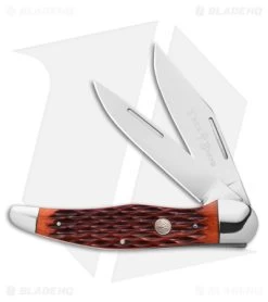 Boker Folding Hunter Pocket Knife 5.25" Jigged Brown Bone W/ Pouch 110836