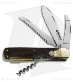 Boker Hunters Quadro Pocket Knife 4.375" Jigged Stag CPM-CruWear (110649)