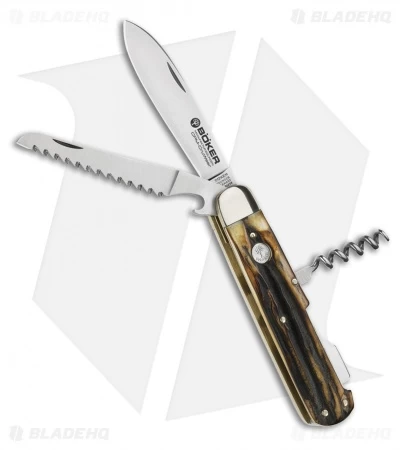 Boker Hunters Trio Pocket Knife 4.375" Jigged Stag CPM-CruWear (110639) 3 Boker Hunters Trio Pocket Knife 4.375" Jigged Stag CPM-CruWear (110639)