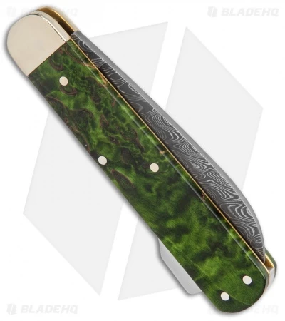 Boker Hunting Knife Mono Lockback Knife Green Curly Birch (3.25" Damascus) 5 Boker Hunting Knife Mono Lockback Knife Green Curly Birch (3.25" Damascus) - Image 3
