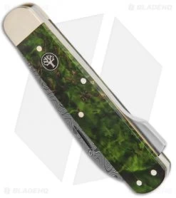 Boker Hunting Knife Mono Lockback Knife Green Curly Birch (3.25" Damascus) 7 Boker Hunting Knife Mono Lockback Knife Green Curly Birch (3.25" Damascus) -Boker Shop Boker Hunting Knife Mono LB Green Curly Birch Damascus 118030DAM BHQ 121068 jr spine