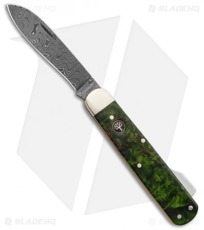 Boker Hunting Knife Mono Lockback Knife Green Curly Birch (3.25" Damascus) 3 Boker Hunting Knife Mono Lockback Knife Green Curly Birch (3.25" Damascus)