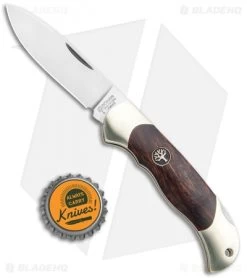 Boker Junior Scout Spear Point Lockback Knife Desert Ironwood (2.6" Damascus) -Boker Shop Boker Junior Scout SP LB Desert Ironwood Satin 111940 BHQ 118350 jr bottlecap