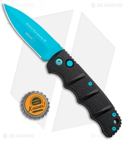 Boker Blue Scorpion Kalashnikov Dagger Automatic Knife (3.25" Electric Blue D2) 6 Boker Blue Scorpion Kalashnikov Dagger Automatic Knife (3.25" Electric Blue D2) - Image 4