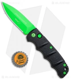 Boker Green Mamba Kalashnikov Dagger Automatic Knife (3.25" Electric Green D2) -Boker Shop Boker Kalashnikov Black Widow Green jr bottlecap