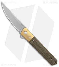 Boker Kwaiken Flipper Knife Canvas Micarta/Brass Bolster (3.5" Stonewash)