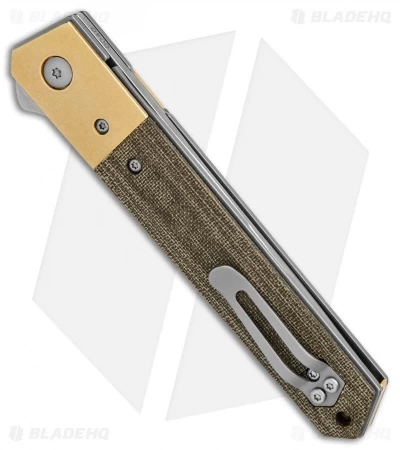Boker Kwaiken Flipper Knife Canvas Micarta/Brass Bolster (3.5" Stonewash) 4 Boker Kwaiken Flipper Knife Canvas Micarta/Brass Bolster (3.5" Stonewash) - Image 2