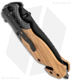 Boker Magnum Blomkvist Liner Lock Knife Olive Wood (3.3" Black) 01MB736 -Boker Shop Boker Magnum Blomkvist Olive 01MB736 BHQ 136273 jr side