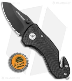 Boker Magnum Compact Rescue Liner Lock Knife (2.375" Black) 01MB456 -Boker Shop Boker Magnum Compact Rescue LL Black BHQ 40385 jr bottlecap