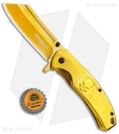 Boker Magnum Golden Skull Spring Assisted Knife Stainless Steel (3.3" Gold) 9 Boker Magnum Golden Skull Spring Assisted Knife Stainless Steel (3.3" Gold) -Boker Shop Boker Magnum Golden Skull SA SS Gold 01SC070 BHQ 111686 jr bottlecap