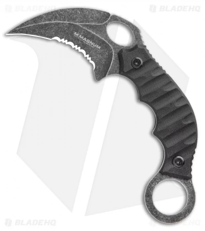 Boker Magnum Hotel Romeo Karambit Fixed Blade Knife Black G-10 (3" Black Serr) 3 Boker Magnum Hotel Romeo Karambit Fixed Blade Knife Black G-10 (3" Black Serr)