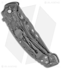 Boker Magnum Liner Lock Knife Gray Flaming Skull (3.74" Gray) 01MB733 -Boker Shop Boker Magnum LL Gray Flaming Skull Gray 01MB733 BHQ 111673 jr side