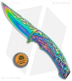 Boker Magnum Liner Lock Knife Rainbow Flaming Skull (3.74" Spectrum) 01MB734 -Boker Shop Boker Magnum LL Rainbow Flaming Skull Spectrum 01MB734 BHQ 111672 jr bottlecap