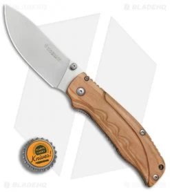 Boker Magnum Pakka Hunter Liner Lock Knife Wood (3.6" Satin) 01MB700 -Boker Shop Boker Magnum Pakka Hunter BHQ 80859 er bottlecap