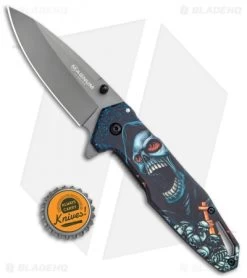 Boker Magnum Screaming Skull Frame Lock Knife (3.3" Gray) 01MB230 -Boker Shop Boker Magnum Screaming Skull FL Black 01MB230 BHQ 118399 jr bottlecap