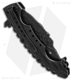 Boker Magnum Tactical Mermaid Liner Lock Knife Black (3.75" Black ) 01GL319SOI -Boker Shop Boker Magnum Tactical Mermaid Liner Lock Knife 3in DLC BHQ 146322 td side