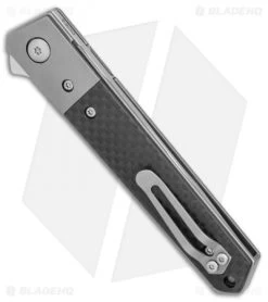 Boker Mini Kwaiken Exclusive Tuxedo Flipper Knife CF/Titanium (3" Satin VG-10) -Boker Shop Boker Mini Kwaiken Tuxedo cf ti satin BHQ 36330 er side