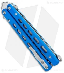 Boker Plus Mini Balisong Trainer Blue G-10 (3.25" Satin) 01BO715SOI -Boker Shop Boker Plus Mini Balisong Trainer Blue Holes G 10 Satin 01BO715SOI BHQ 99636 jr side