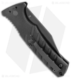 Boker Plus Strike Bowie Automatic Knife Black (3.25" Black ) -Boker Shop Boker Plus Strike Bowie Auto Black Black BHQ 125300 jr side