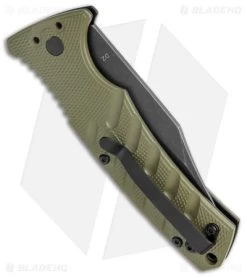 Boker Plus Strike Bowie Automatic Knife OD Green (3.25" Black SW) -Boker Shop Boker Plus Strike Bowie Auto OD Green Black Wash BHQ 125301 jr side