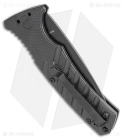 Boker Plus Strike Tanto Automatic Knife (3.25" Black Serr D2) -Boker Shop Boker Plus Strike Tanto Automatic Knife 3.25 Black Serr 01BO401N LS Side