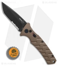 Boker Plus Strike Tanto Automatic Coyote Brown (3.25" Black SW Serr) 01BO425N -Boker Shop Boker Plus Strike Tanto Coyote Brown black sw serr BHQ 67885 er bottlecap