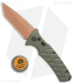 Boker Strike Tanto Desert Warrior Automatic Knife OD Green (3.25" Copper D2) -Boker Shop Boker Plus Strike Tanto Desert Warrior OD Green copper BHQ 68520 jr bottlecap