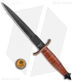 Boker Plus V-42 Devil's Brigade Fixed Blade Knife Leather (7" Black) 02BO1942 -Boker Shop Boker Plus V 42 Devils Brigade Wood Black BHQ 135693 jr bottlecap