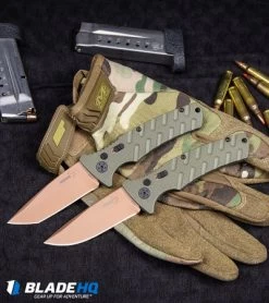 Boker Strike Tanto Desert Warrior Automatic Knife OD Green (3.25" Copper D2) -Boker Shop Boker Strike Drop Point Desert Warrior Automatic Knife OD Green Copper BHQ 70998 kp tactical webv 1