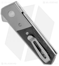 Boker Stubby Kwaiken Exclusive Flipper Knife Marble CF/Ti (2" Satin) -Boker Shop Boker Stubby Kwaiken Flipper Ti Bolster Twill CF Satin 01BO228SOI BHQ 107931 jr side