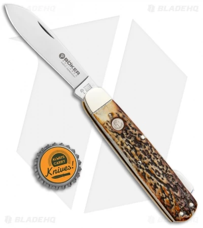 Boker Tree Brand Hunting Knife Mono Lockback Stag (3.25" Satin) 110615 6 Boker Tree Brand Hunting Knife Mono Lockback Stag (3.25" Satin) 110615 - Image 4