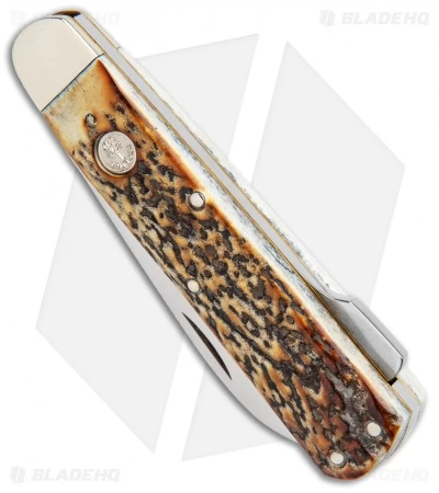 Boker Tree Brand Hunting Knife Mono Lockback Stag (3.25" Satin) 110615 4 Boker Tree Brand Hunting Knife Mono Lockback Stag (3.25" Satin) 110615 - Image 2