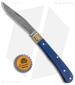 Boker Uno Trapper 2021 Annual Collector Knife Blue Curly Maple (3" Damascus) -Boker Shop Boker Uno Trapper 2021 Annual Damascus Collectors Knife Blue Curly Maple BHQ 121069 jr bottlecap