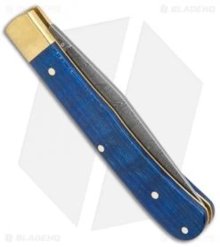 Boker Uno Trapper 2021 Annual Collector Knife Blue Curly Maple (3" Damascus) -Boker Shop Boker Uno Trapper 2021 Annual Damascus Collectors Knife Blue Curly Maple BHQ 121069 jr side