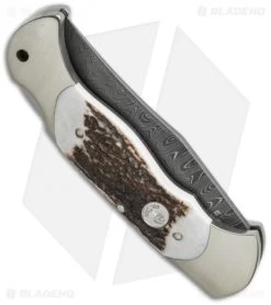 Boker Scout Lock Back Knife Stag Horn (3.125" Damascus) 112116DAM -Boker Shop boker 112116dam side cm