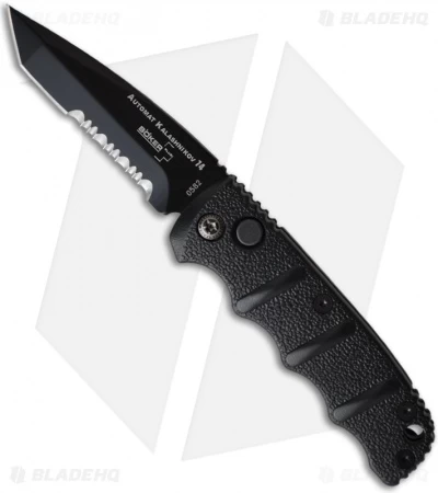 Boker Mini Kalashnikov Tanto Automatic Knife Black (2.5" D2 Black Serr) 3 Boker Mini Kalashnikov Tanto Automatic Knife Black (2.5" D2 Black Serr)