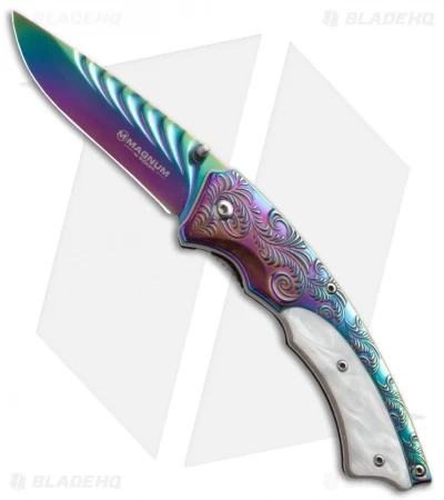 Boker Magnum Pearl Rainbow Liner Lock Knife (3.35" Spectrum) 01LG805 3 Boker Magnum Pearl Rainbow Liner Lock Knife (3.35" Spectrum) 01LG805