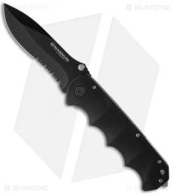 Boker Magnum Black Spear Point Liner Lock Knife (3.875" Black Serr) 01RY247