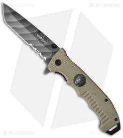 Boker Magnum Shades Of Gray Liner Lock Knife Tan G-10 (3.75" Serr) 01SC648N