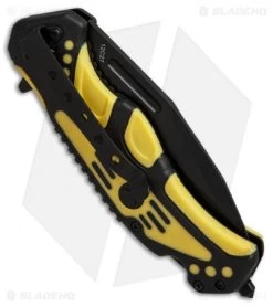 Boker Plus Savior 3 Liner Lock Knife Black/Yellow (3.3" Black Serr) 01BO322 -Boker Shop boker plus savior 1 black yellow 01BO322 BHQ 36337 er side